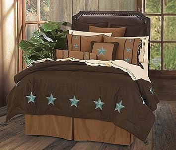 Hiend Accents Laredo Western Comforter Set Full Turquoise