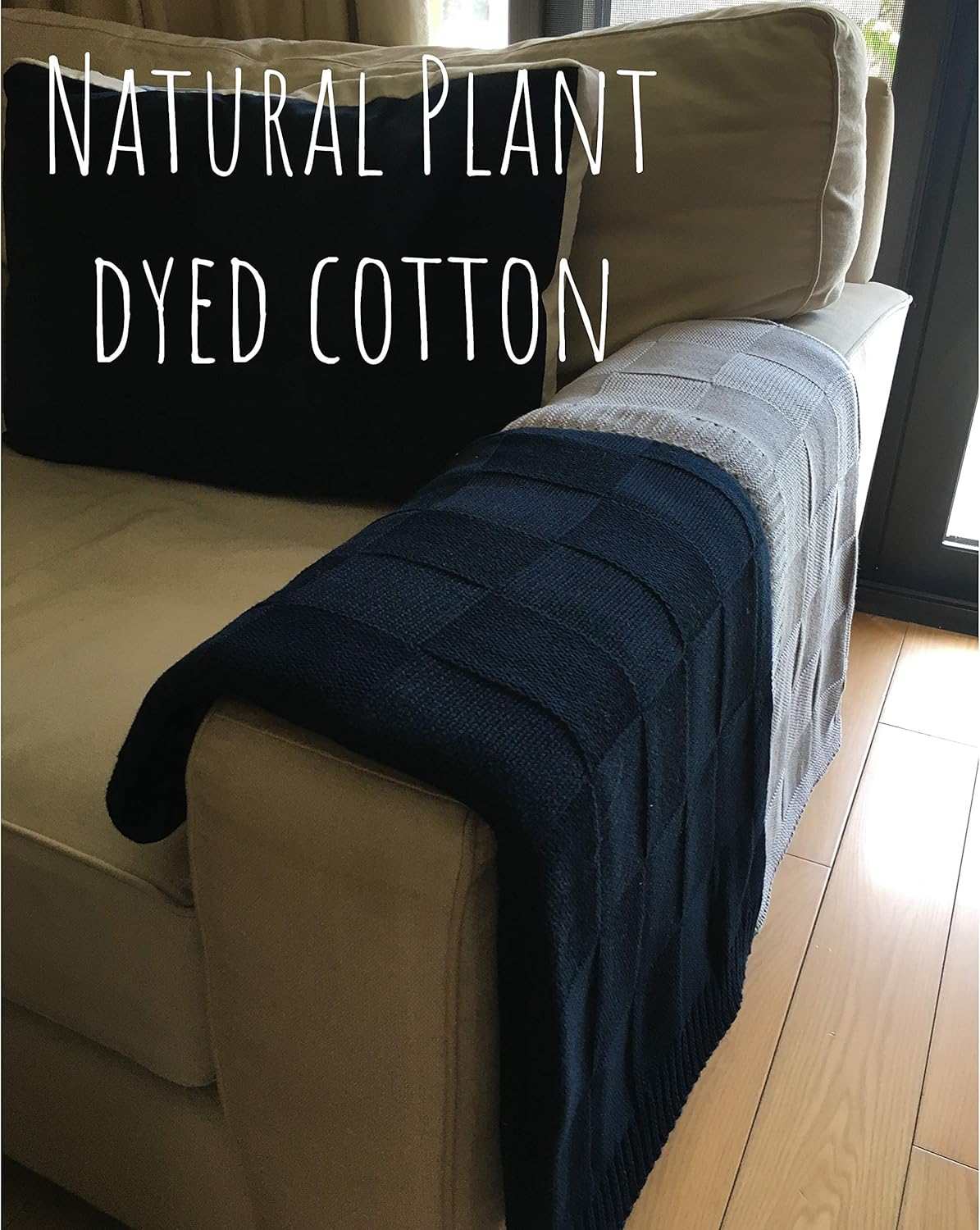 Pre-Washed 100% Cotton Knit Throw Blanket for Couch, Chair, Adult, Kid, Plant Dyed Yarn, Super Soft, Cozy, Warm Bed Blankets, Everyday Use, All Season, Oeko-Tex Certified (Light Grey, 50"X60"): Kitchen & Dining