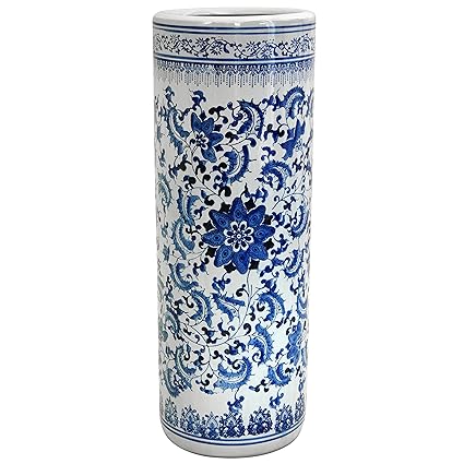 Oriental Furniture 24 Floral Blue White Porcelain Umbrella