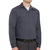 Red Kap Men's Geometric Micro-Check Work Shirt, Blue/Charcoal, X-Large