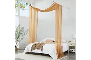 Warm Home Designs Carmel Gold Bed Canopy Curtains in 55 x 360 Inch Size. Our King Canopy Bed Curtains Work Great as Kids Canopy, Bed Scarf, Bed Curtain or to Enhance Bed Decor. BC Gold 360"