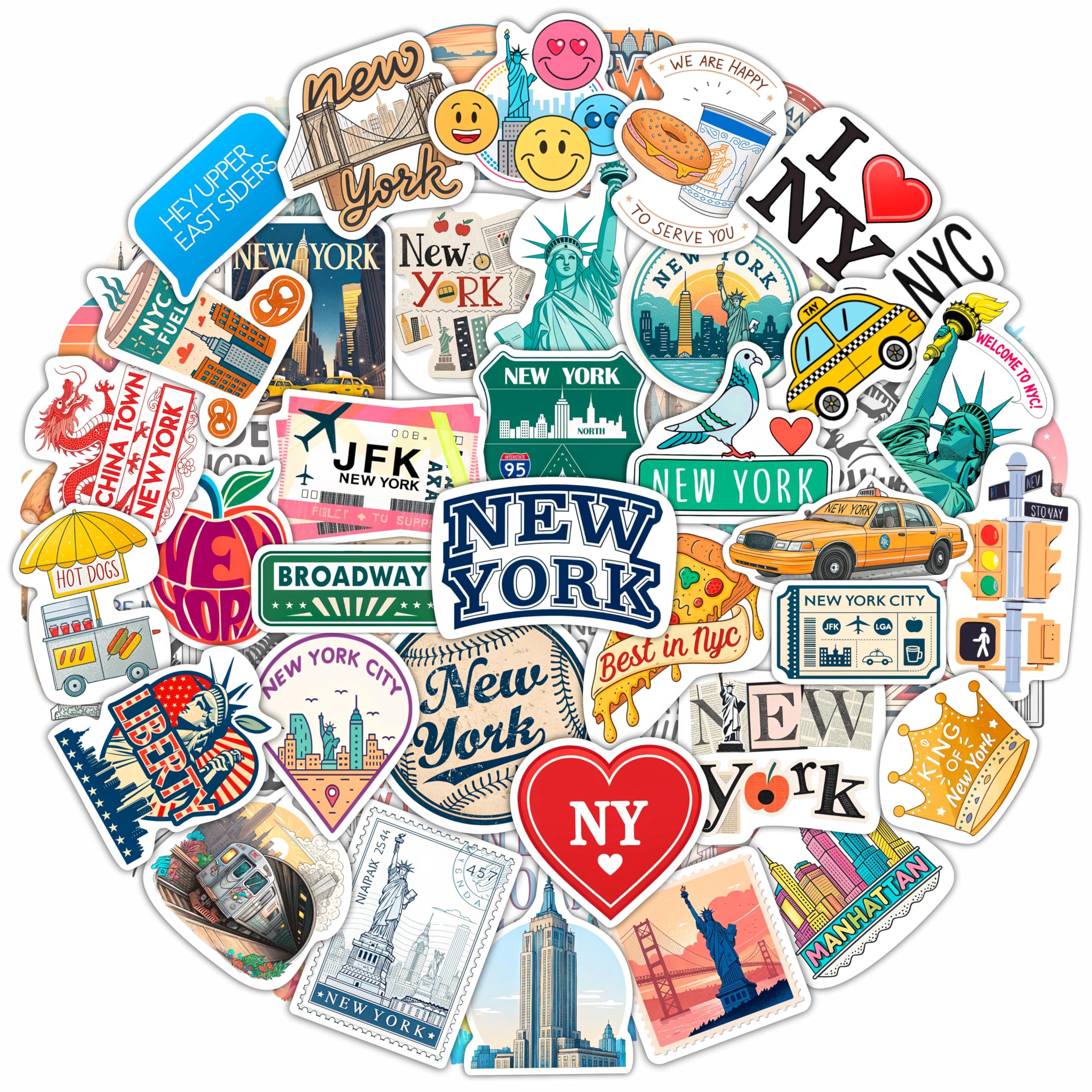 Photo 1 of 100Pcs New York Stickers for Scrapbooking, Laptop, Water Bottle, NYC Stickers -NYC Party Decorations - New York Gifts & Souvenirs - Gift for Women & Men