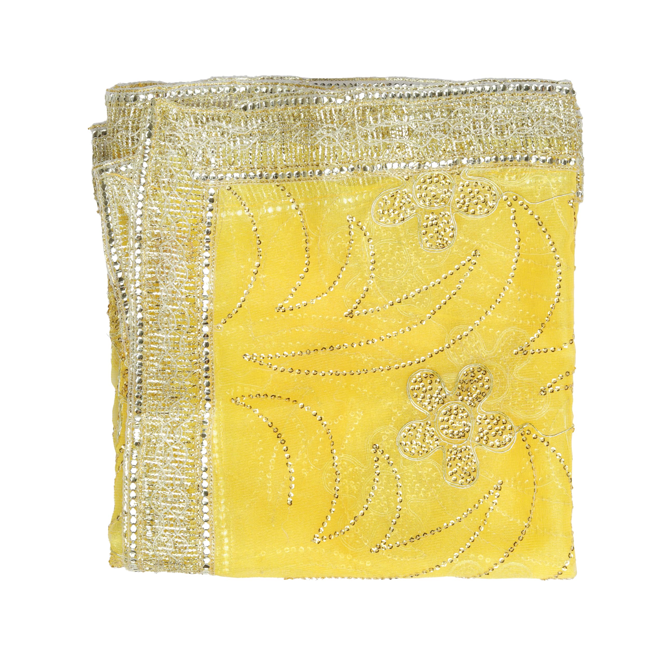 Decorative Netted Cloth Pooja Chunari Chunni Puja Indian Traditional Cultural Festival Decoration Chunr MATA Ki Chunri for Statue Chowki Aasan Mat Poster Frame(Size:-40 Inch X 20 Inch)(Yellow)