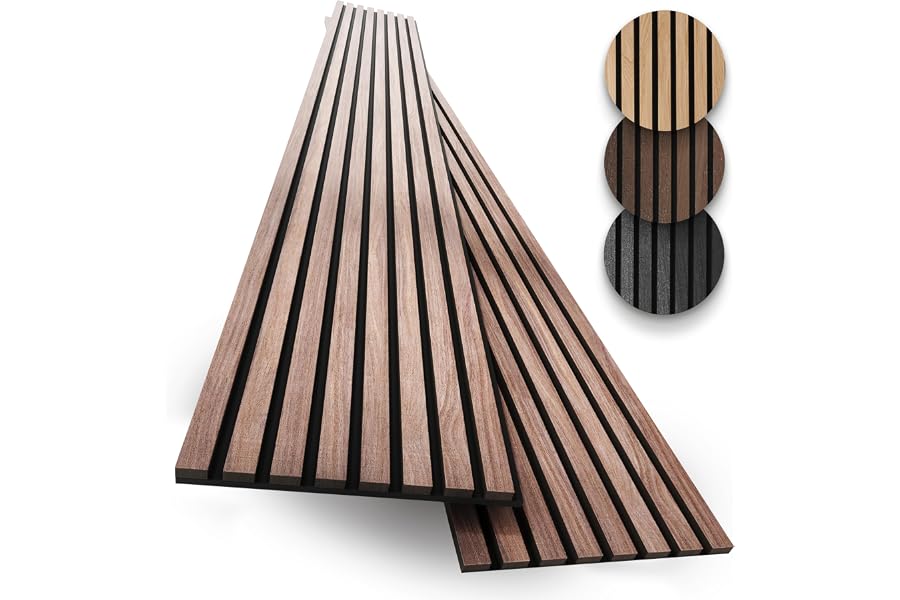 2-Pack Acoustic Wood Slat Panels - Soundproof Wall Paneling for Interior Decor