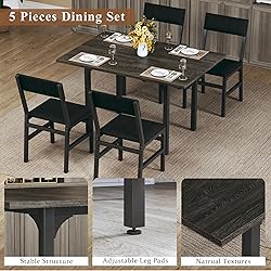 HUAHUU Dining Table Set for 4, Extendable Kitchen