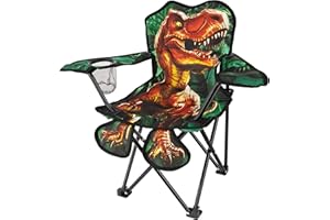 Toy To Enjoy Outdoor Dinosaur Kids Camping Chair – Foldable Children’s Chair for Camping, Tailgates, Beach, – Carrying Bag Included Mesh Cup Holder & Sturdy Construction. Ages 2 to 5 (Patent Pending)