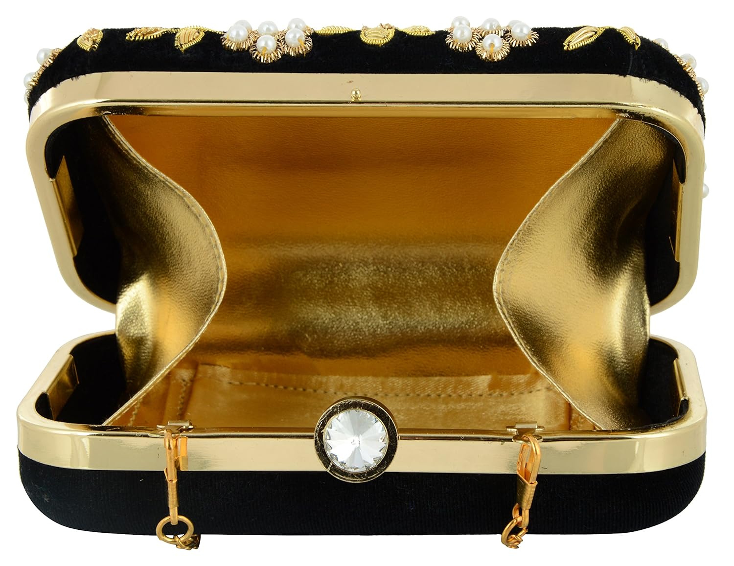 tooba women's velvet zari zirkon box clutch