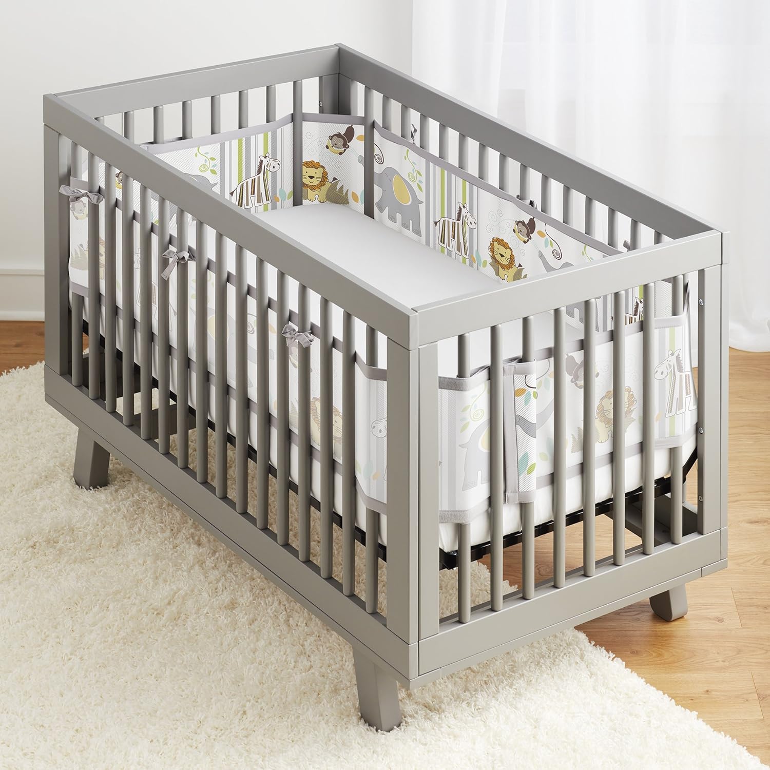 BreathableBaby Classic Breathable Mesh Crib Liner - Safari Fun Too : Baby