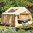 EROMMY Large Inflatable Camping Tent, Easy to Install 6/8/10/12 Person Camping Tent with Mosquito Net, 4-Season Waterproof and Sunproof Family Camping Inflatable Tent with Pump, Stove Roof