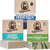Dr. Squatch All Natural Bar Soap for Men, 3 Variety Pack, NEW Coconut Castaway, Fresh Falls, and Cool Aloe - Men's 0.99 pounds 15 Ounce