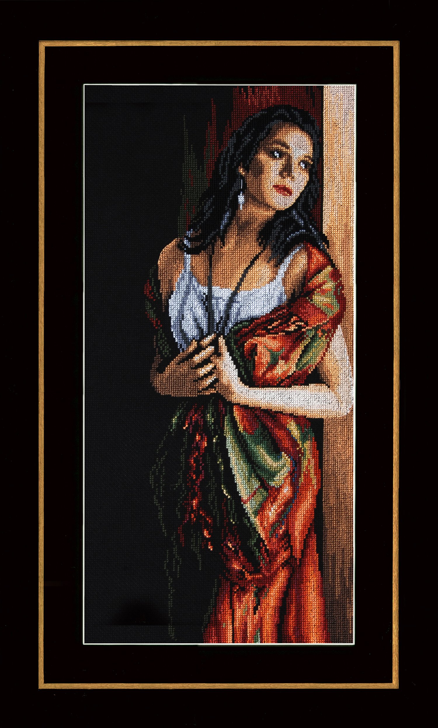 Lanarte Counted Cross Stitch Kit Lady & Scarf (Aida), Fabric, Assorted, 32 x 22.5 x 2 cm