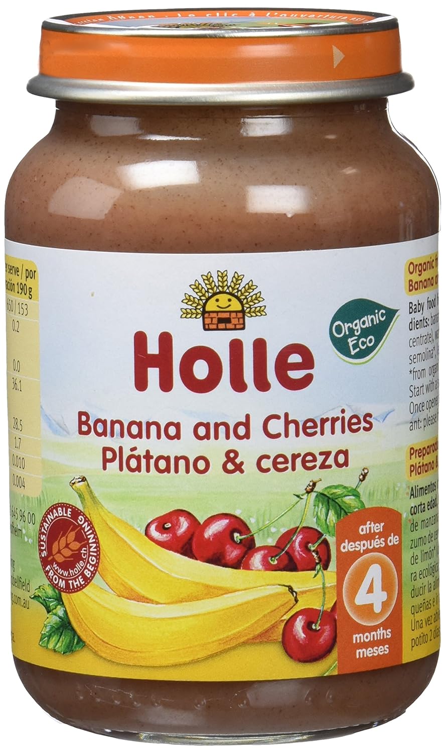 Holle Potito de Plátano y Cereza (+4 meses) - Paquete de 6 x 190 ...