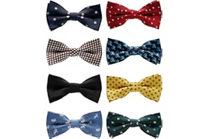 BELLUNO Boys Bow Ties 8-Pack, Pre-tied Bow-Ties Adjustable for Kids, Children, Toddler BowTies