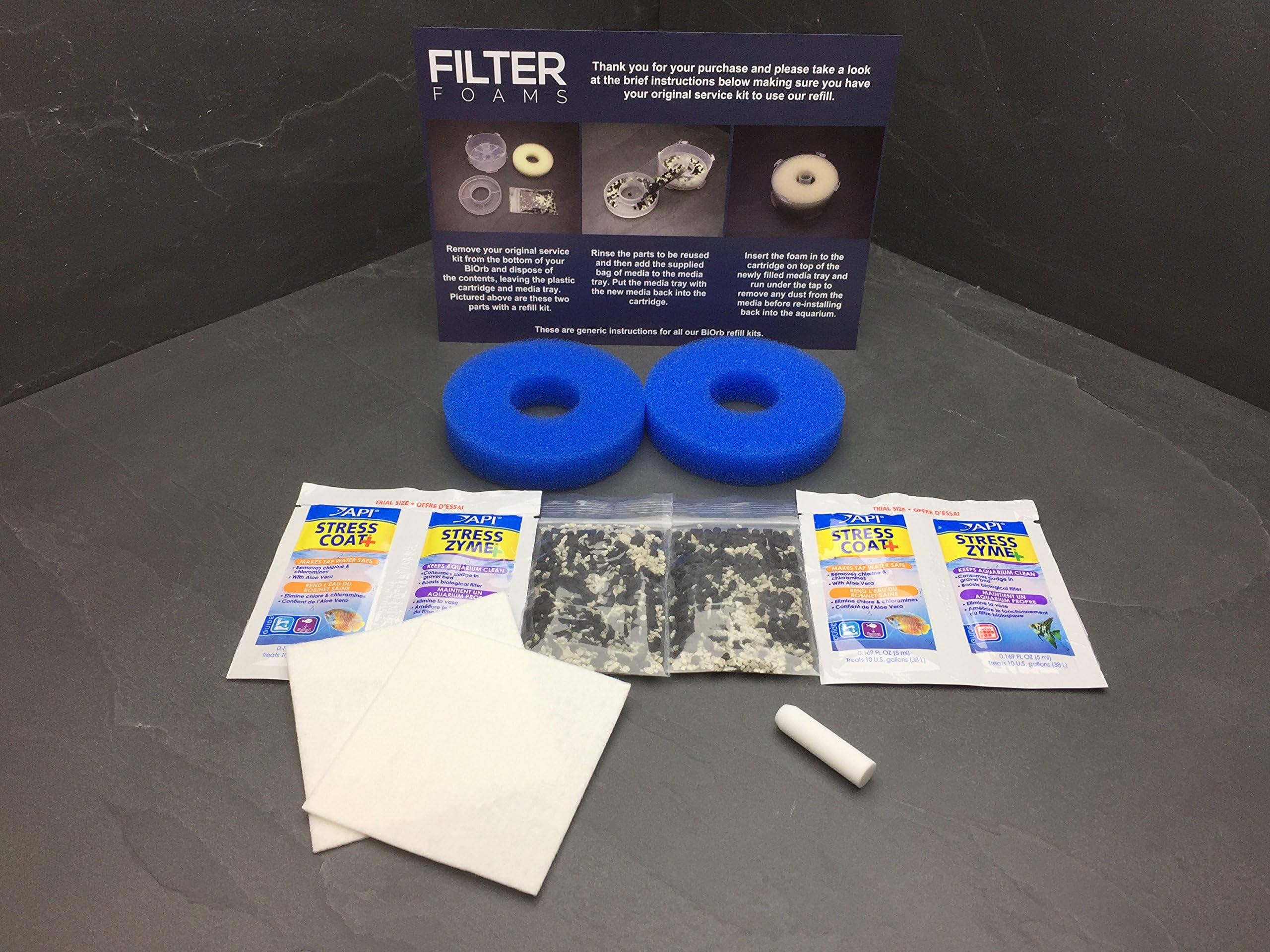 2 Compatible with Biorb Anti Algae Service Kit Refill inc 2 Air Stones & 2 Cleaning Pads Filter set for BiOrbs, Life, BiUbes & Flows