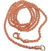 SUNYARAN Pure Copper Diamond Cut Chain Necklace Long Heavy Solid Copper Statement Jewelry Set Gift for Women