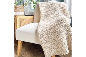 Mary Maxim Chunky Star Crochet Blanket Kit 48" x 52" Textured Blanket, Includes Titan Soft Acrylic Yarn and Pattern, Easy Cro