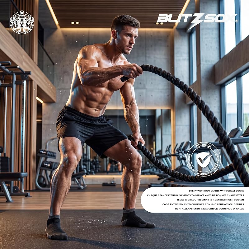 6 Paar Herren Sportsocken aus Baumwolle | Sneaker Socken | DRI-WIK Feuchtigkeitskontrolle | Gepolstertes Fußbett mit Fußgewölbe-Kompression | Verstärkte Ferse & Spitze (43-46, Schwarz)