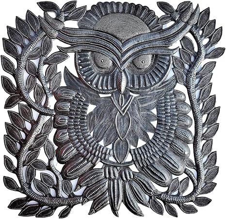 Amazon Com Buho De Metal Decoracion De La Pared Calidad Y Artesania Detalle De Haiti 17 X 17 5 Everything Else