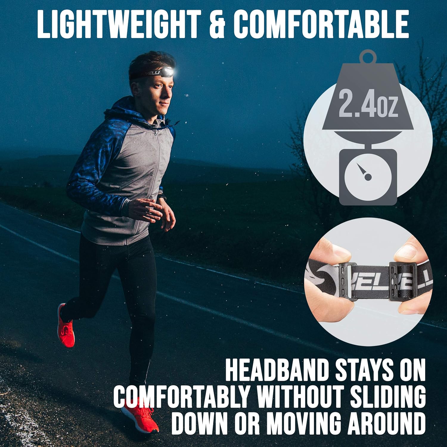 Foxelli USB Rechargeable Headlamp Flashlight - Up to 30 Hours of Constant Light on a Single Charge, Super Bright White Led + Red Light, Compact, Easy to Use, Best Headlight for Camping, Running, Kids : Sports & Outdoors
