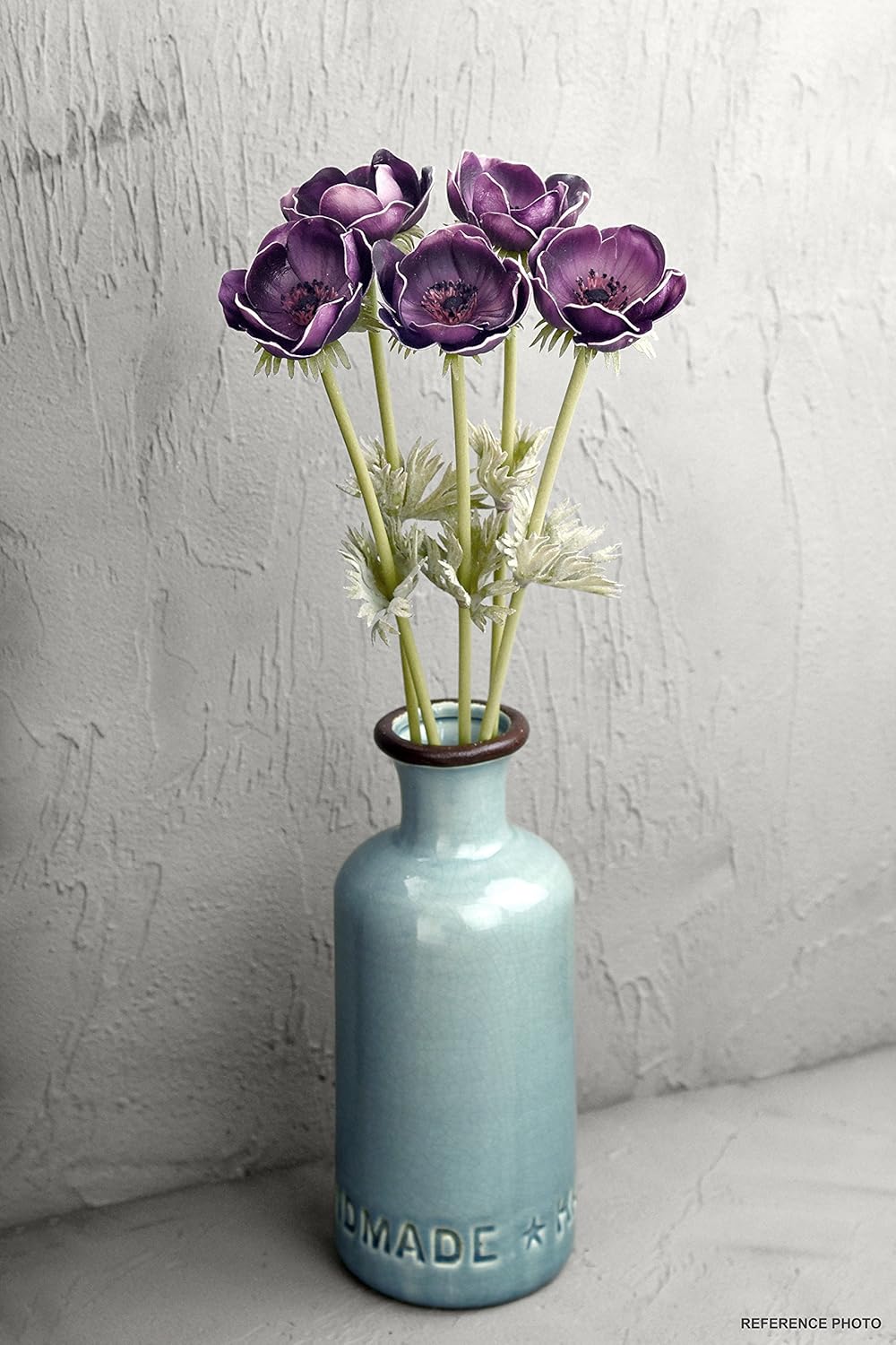 Fiveseasonstuff 5 Long Stems Of Real Touch Purple Artificial Anemone Flowers With Leaves For Home Kitchen Decor Wedding Diy Flower Arrangement Decoration 50cm 19 7 Inches Amazon Co Uk Kitchen Home