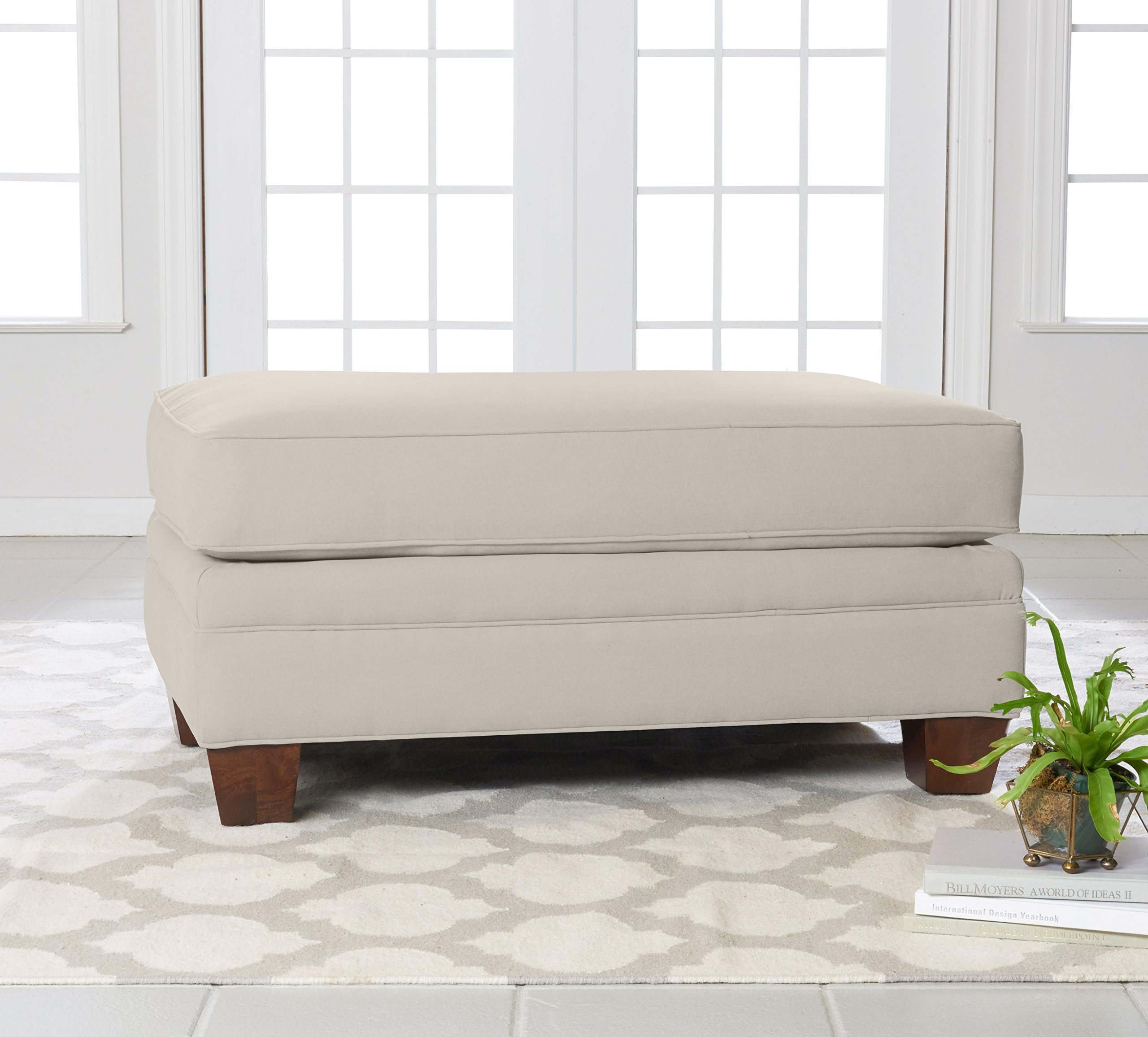 Klaussner Home Furnishings Paxton Accent Ottoman, 27”L x 42”W x 21”H, Sand