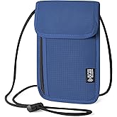 Likesing 5.5" L x 7.9" W Travel Neck Wallet, RFID Blocking Passport Holder, Security Lightweight Passport Travel Wallet, Neck Pouch Gifts for Women Men(Blue)