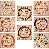 CASDAN 8Pcs Beaded Bracelets for Women Natural Stone Heart Bracelet Sometimes You Forget You're Awesome Inspirational Jewelrycard Gifts for Her Friend Sister Mom on Mother's Day/Birthday/Graduation/Easter/Christmas