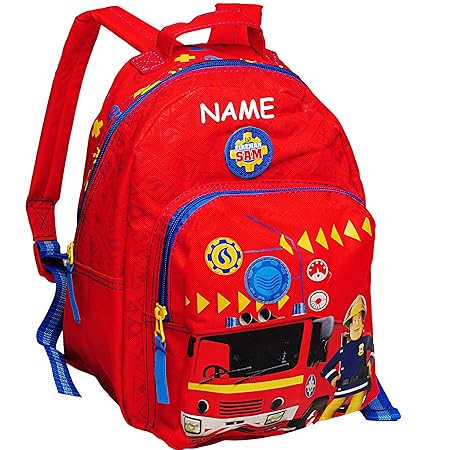 alles-meine.de GmbH 3D Effekt _ Kinder Rucksack - Feuerwehr & Feuerwehrmann Sam - inkl. Name - Tasche - beschichtet & wasserf