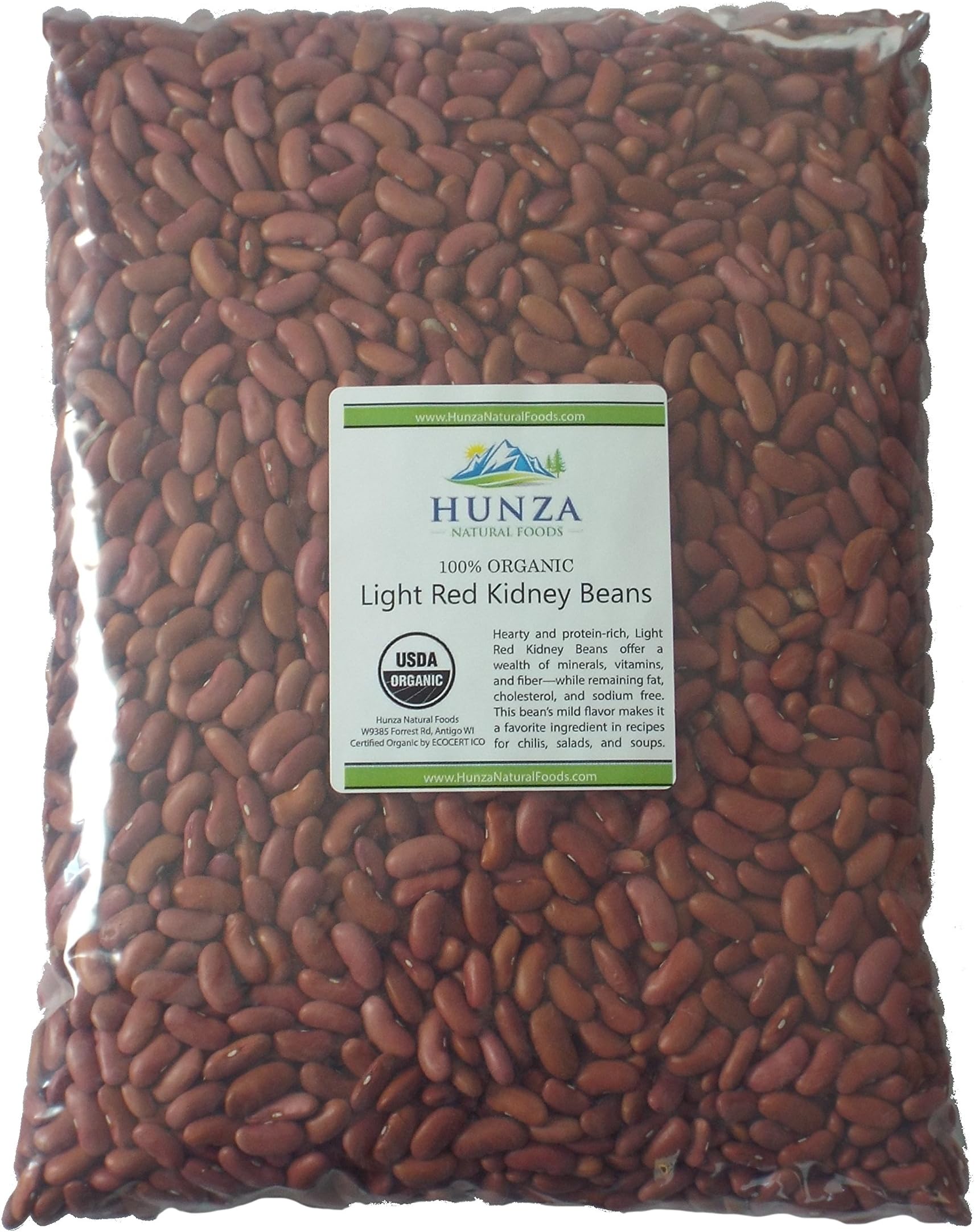 Hunza Organic Light Red Kidney Beans (5 lbs)