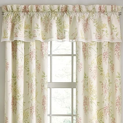 Five Queens Court Weatherly Floral Straight Window Valance, Ivory