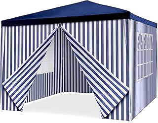 Nexos GM36096_AZ Pavillon Partyzelt 3x3m blau weiß wasserdicht + 4 Seitenteile Gartenzelt Marktzelt Festzelt für Garten Terrasse Feier Markt als Unterstand Eventzelt