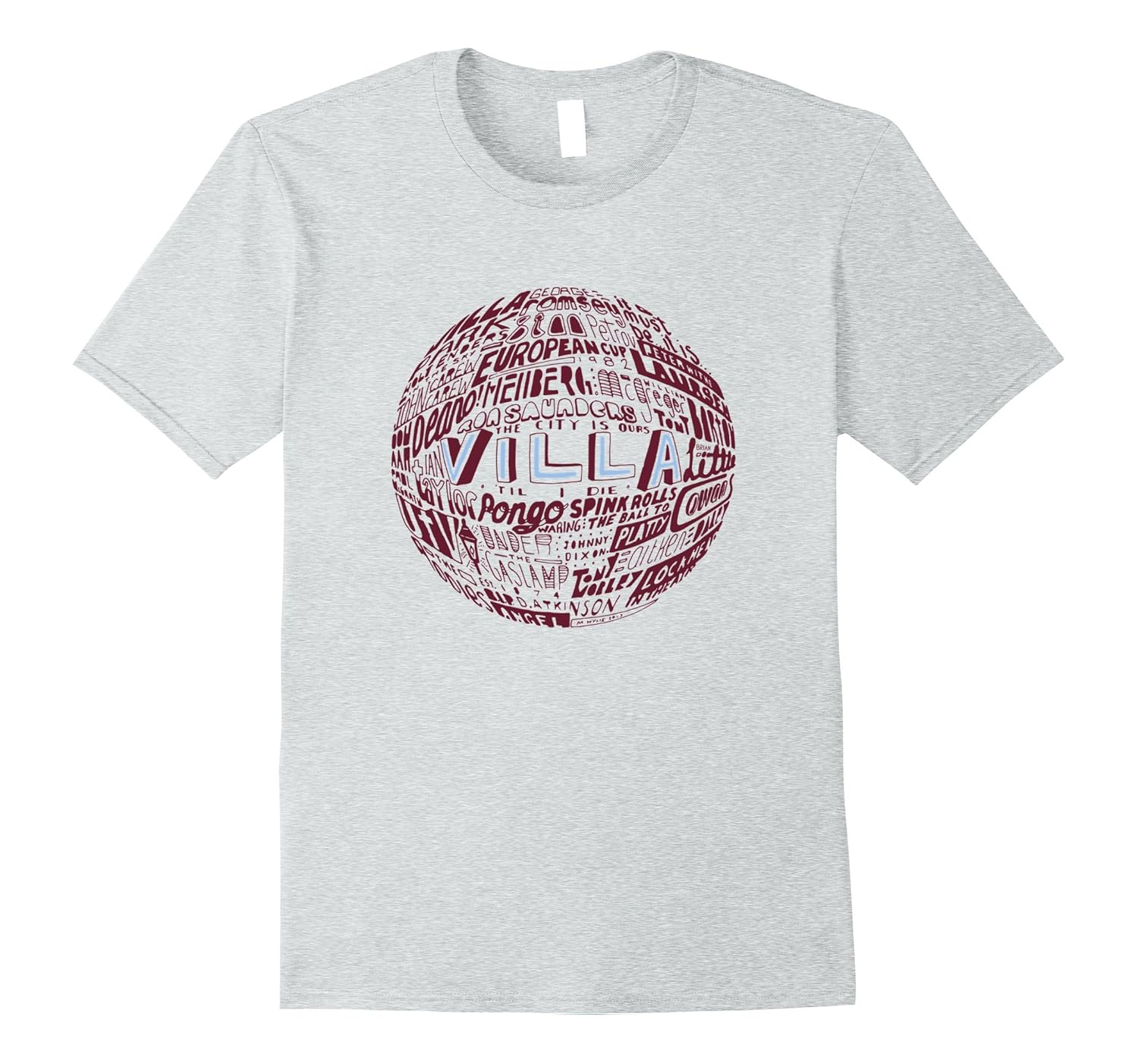 Aston Villa - Claret Typography Print t-shirt-Rose