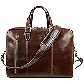 Time Resistance Leather Laptop Briefcase - Full Grain Leather Computer Bag for Men and Women | Leather, Full Grain Leather