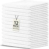 Crystal Ridge Cotton Wash Cloths 12 Pack - Washcloths for Showering, Face and Body, Soft and Highly Absorbent Multipurpose Towels for Bathroom, Kitchen, Spa and Gym - Wash Rags 12 x12 (White)