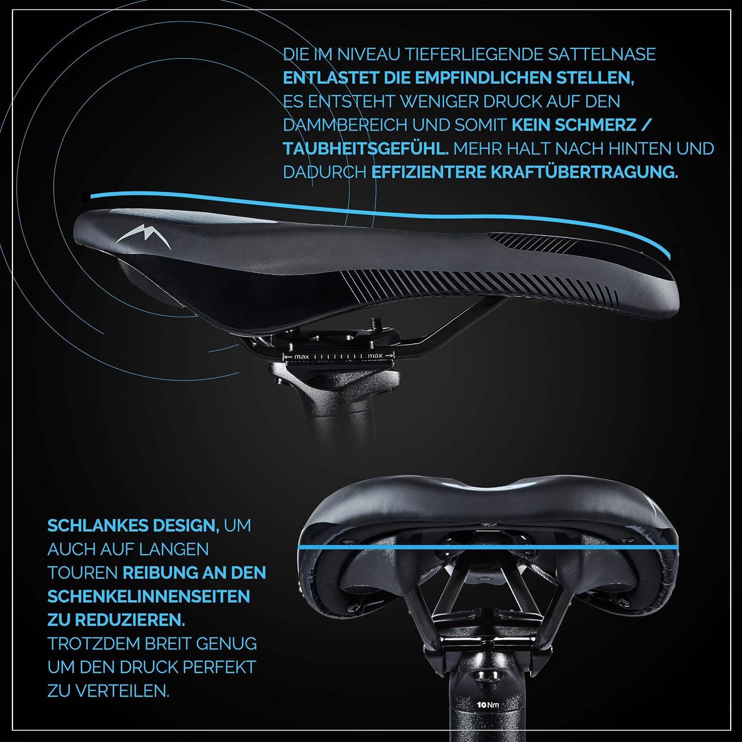 Borgen Bike Seat for Men and Women - Comfy Bike Seat Breathable and Soft - Bicycle Seat for Road Bike MTB and E-Bike - Image 3