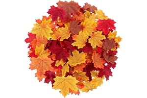UNEEDE Maple Leaves Artificial Fall Leaves Bulk 400Pcs Assorted Mixed Faux Fall Color Maple Leaves Decoration Fake Maple Left Art for Craft, Wedding, Festival, Party, Thanks-Giving and Outdoor Decorating