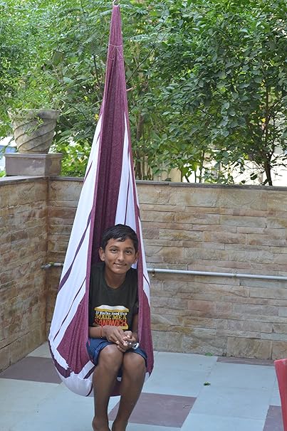 SPLENDID HANGING CHAIR INDOOR SWING HAMMOCK MULTI COLOR IMPORTED ULTRA MODERN IN COTTON FABRIC WITH WOODEN STICK FOR INDOOR USAGE FOR HOME PURPOSE