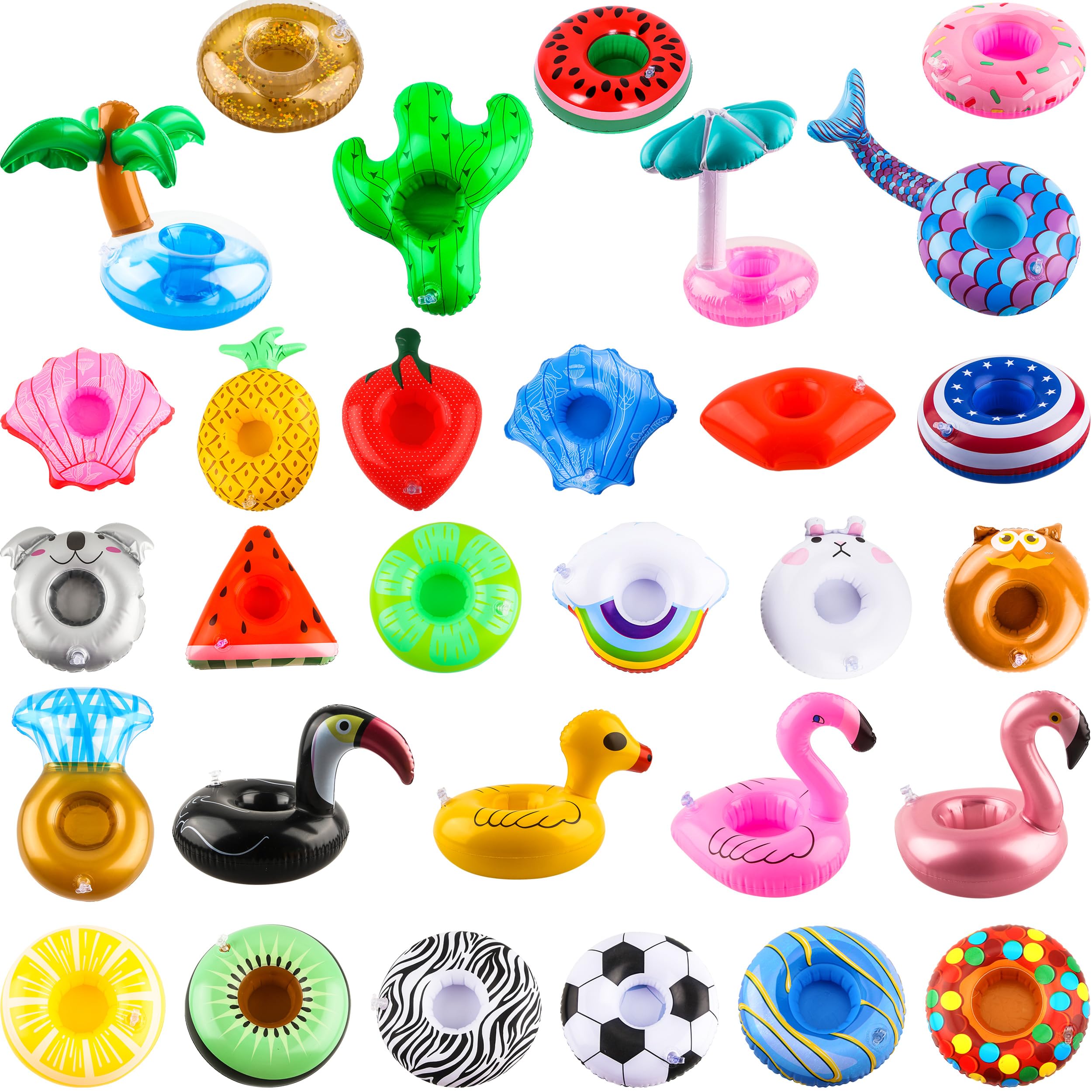 Sonarun 30 Pack Inflatable Drink Holders Pool Cup Coasters Drinking Cup Holder Float with Air Pump for Swimming Pool Beach Holiday Party Favors