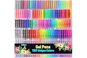 CALIART 120 Colors Gel Pens, Colored Neon Glitter Pen Set for Coloring Books, 40% More Ink Fine Point, Christmas Trendy Stuff Gifts for Adults Teens Girls Boys Drawing Journaling Scrapbook Art Supplies