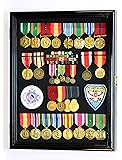 Military Medals, Pins, Badges, Patches, Insignia, Ribbons, Flag Display Case Shadowbox Cabinet Pinnable Background - Lockable