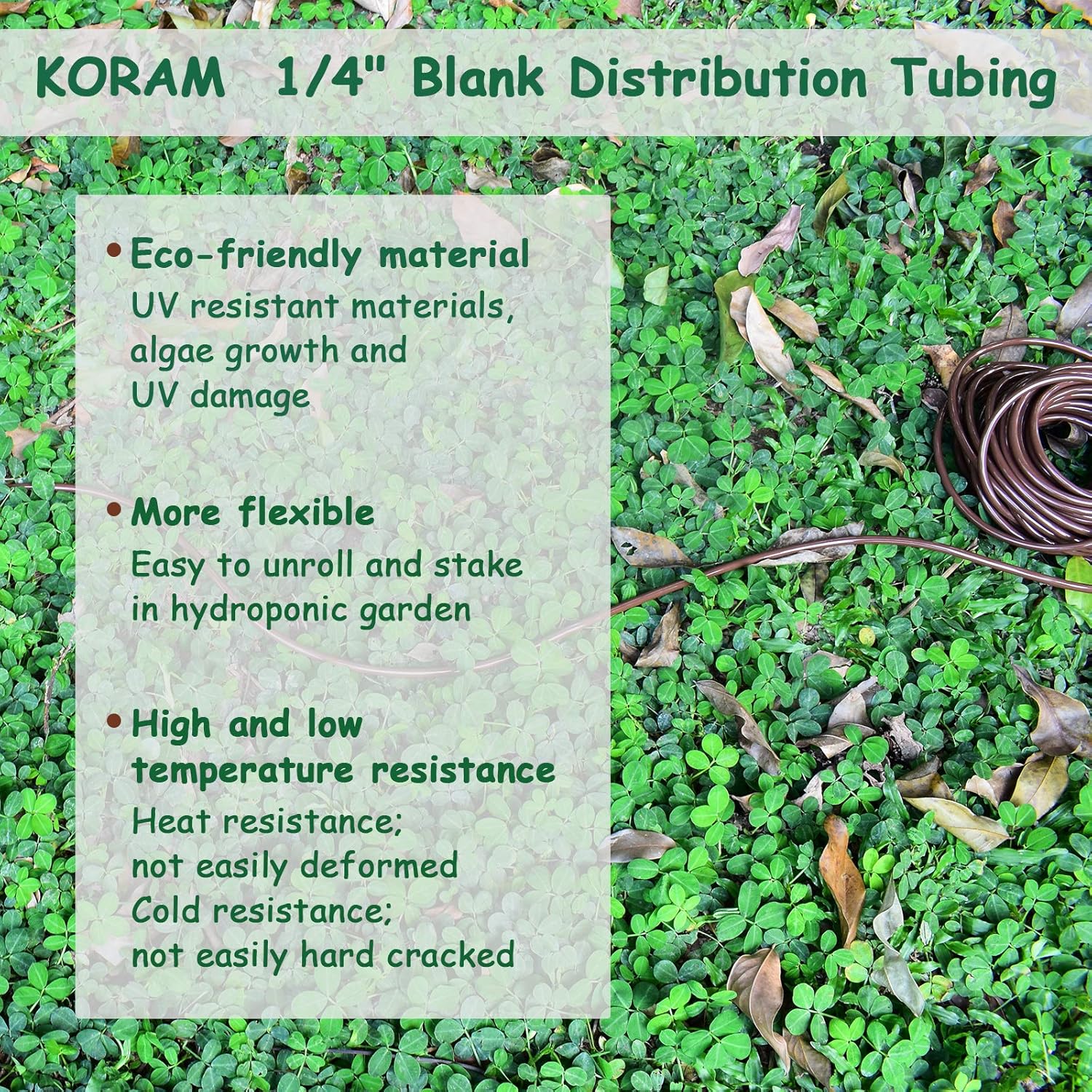 KORAM Drip Irrigation 1/4" Blank Distribution Tubing Drip Watering Hose 100ft Roll with Plant Garden Labels: Home Improvement