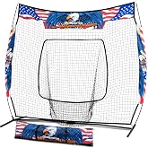 GoSports 7 ft x 7 ft Baseball &amp; Softball Nets - Red, Black, Drip or PRO - Practice Hitting &amp; Pitching Net with Bow Type Frame, Carry Bag and Strike Zone, Great for All Skill Levels