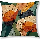 efgthyjdh Abstract Botanical Art Floral Pillow Covers 18x18, Mid Century Modern Terracotta and Orange Flower Decorative Throw Pillow Covers Pillowcases for Living Room Home Bedroom