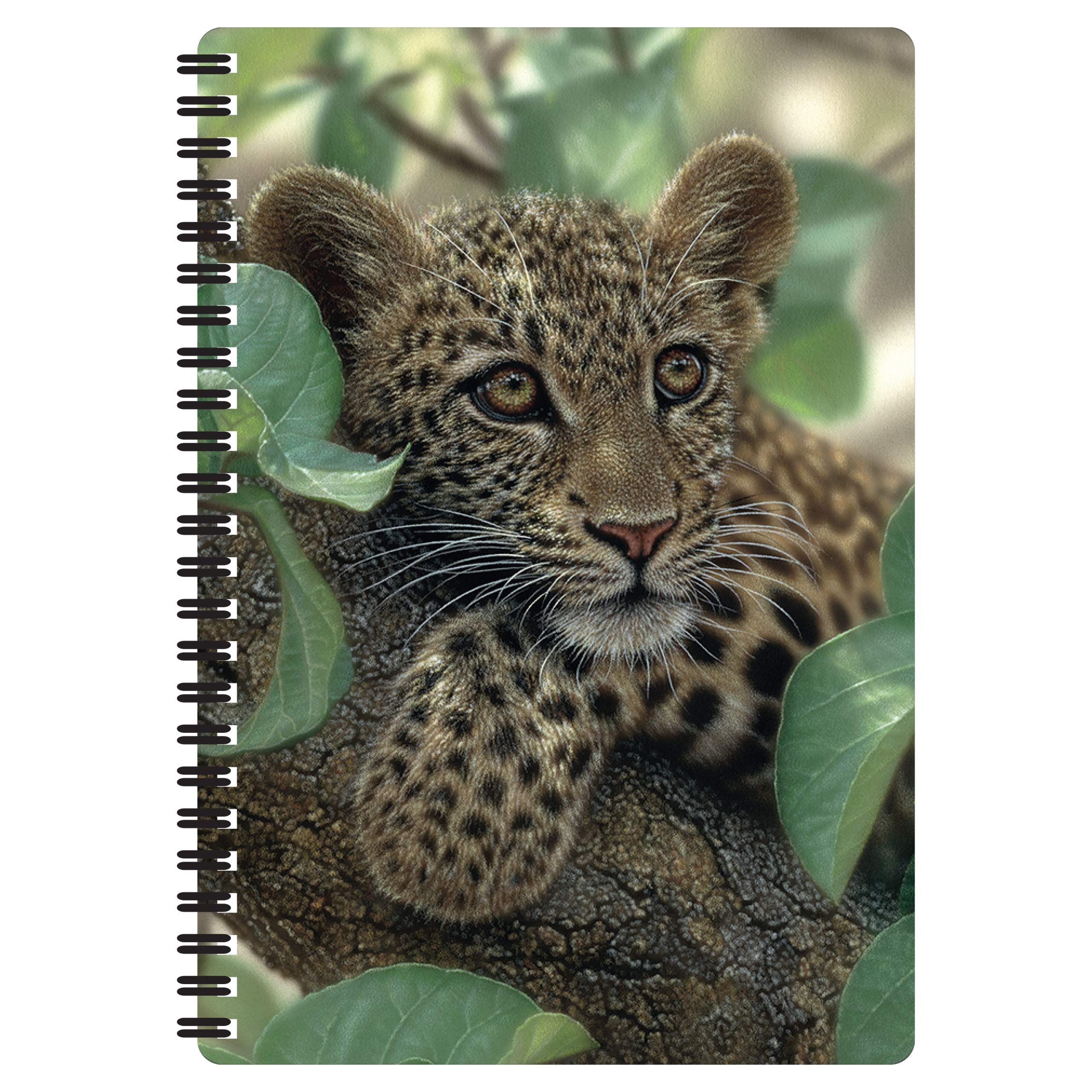 3D LiveLife A5 Notebook - Tree Hugger from Deluxebase. Spiral Bound Lined Notebook with 80 Recycled Pages, 3D Leopard Art Notebooks for Work, Gifts and School Supplies, (21 x 14.5 cm).