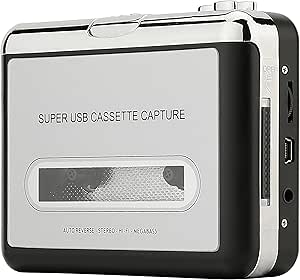 Reshow Cassette Player – Portable Tape Player Captures MP3 Audio Music via USB – Compatible with Laptops and Personal Computers – Convert Walkman Tape Cassettes to iPod Format (Silver)
