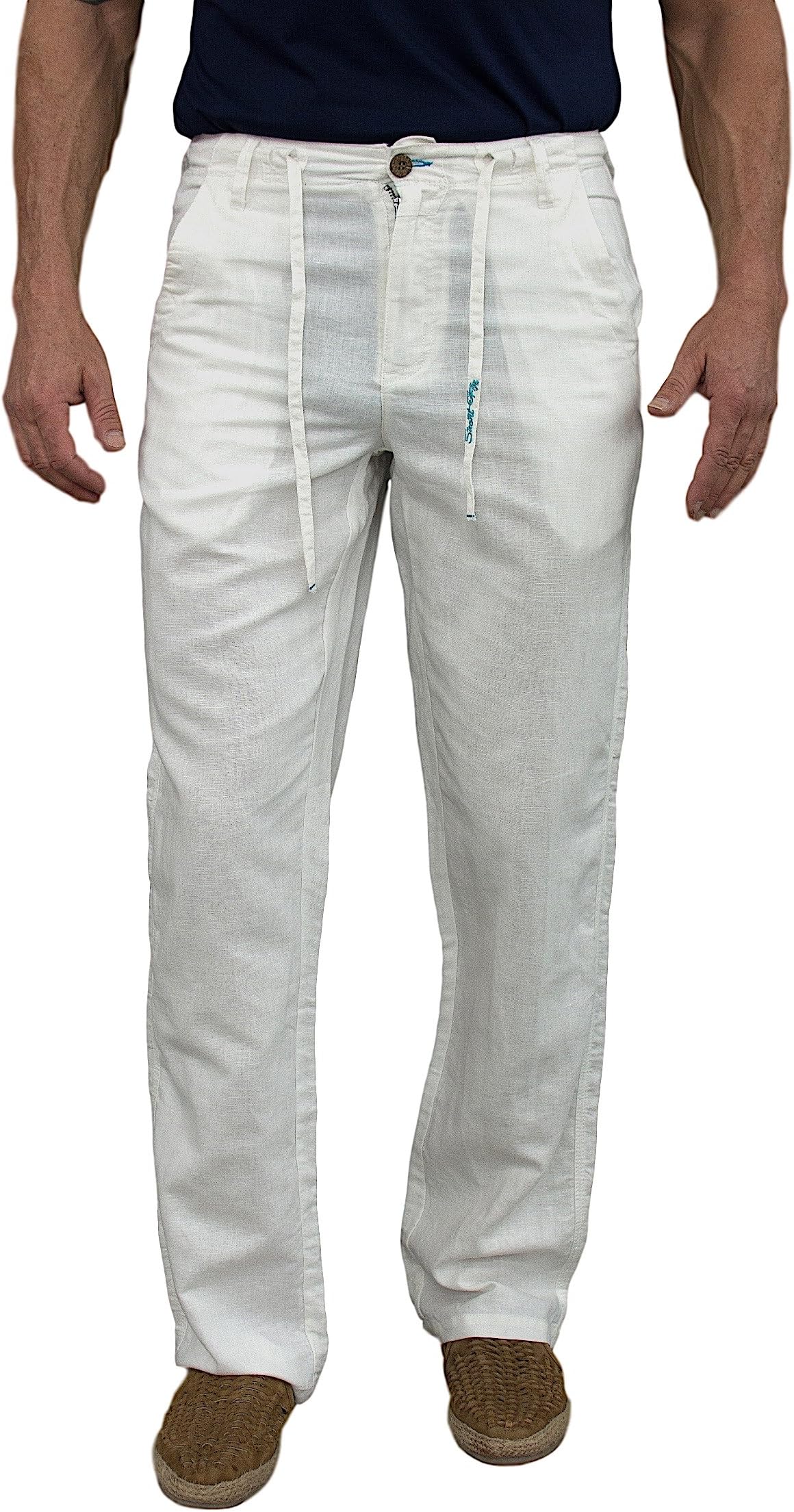 short fin Men's Drawstring Linen Pants