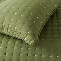 Green Twin Size Quilt Bedding Sets with Pillow