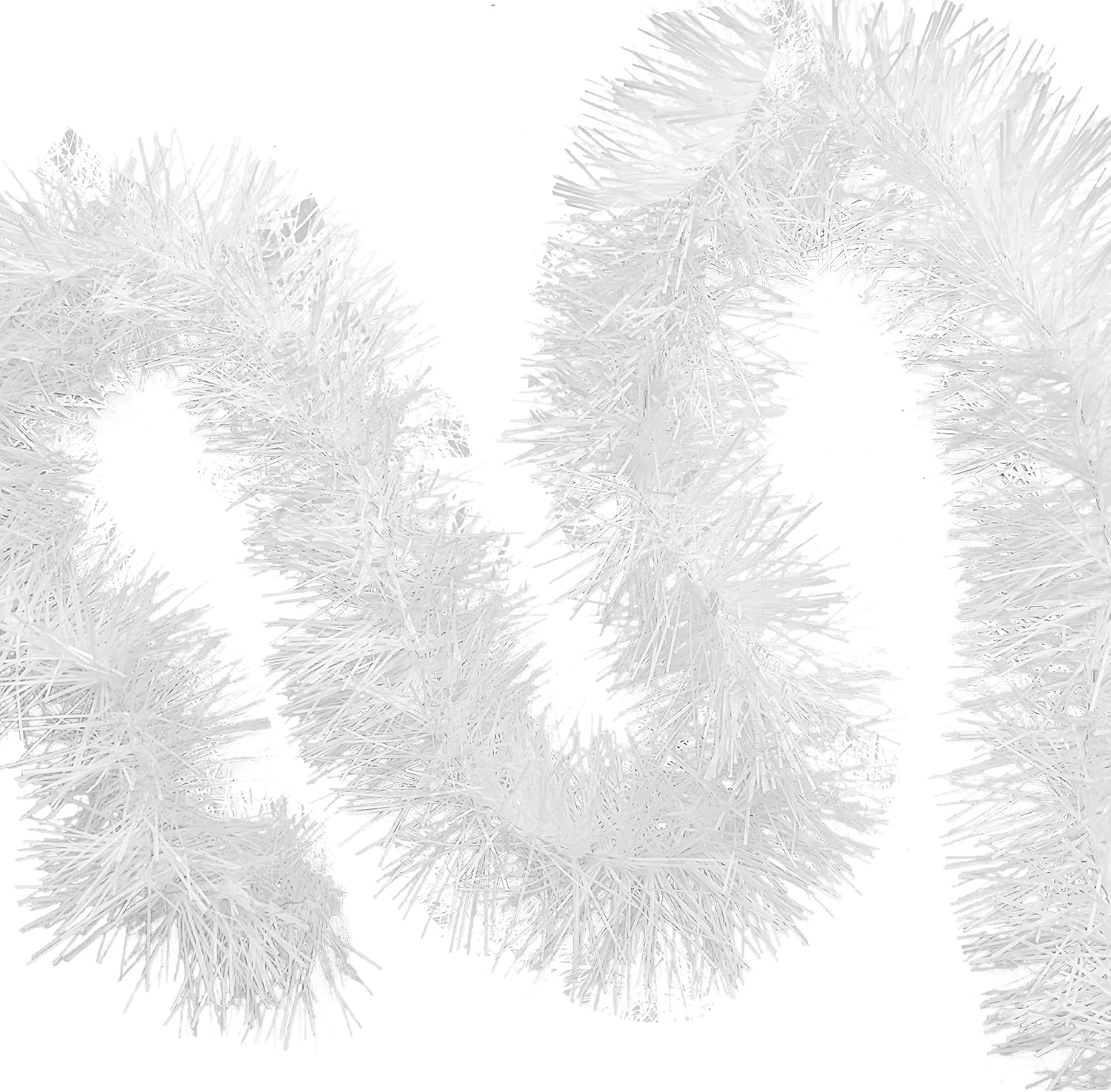 Wreaths, Garlands & Swags - Allgala 50 Feet Christmas Foil Tinsel Garland Decoration for Holiday Tree Walll Rail Home Office Event-White-XG93201