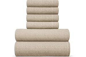 CGK UNLIMITED Queen 6 Piece Sheet Set - Comfy, Breathable & Cooling - Hotel Luxury Bedding for Women, Men, Kids & Teens - 1 Flat & 1 Fitted Sheet & 4 Pillowcases with Deep Pockets - Wrinkle Free - Heathered Beige