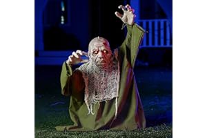 JOYIN Halloween Animated Zombie Groundbreaker Outdoor Decor with Light Up Eyes Creepy Animatronic Decorations with Movable Ar